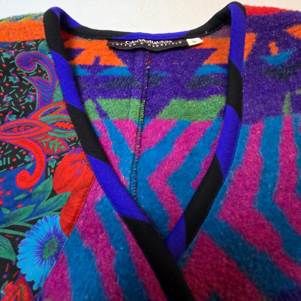 Canvasbacks Womens Patchwork Fleece Cardigan Smal… - image 11